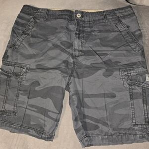 Unionbay Black Gray Camo Cargo Shorts Baggy Skater Y2K Style Men's Sz 40 XL